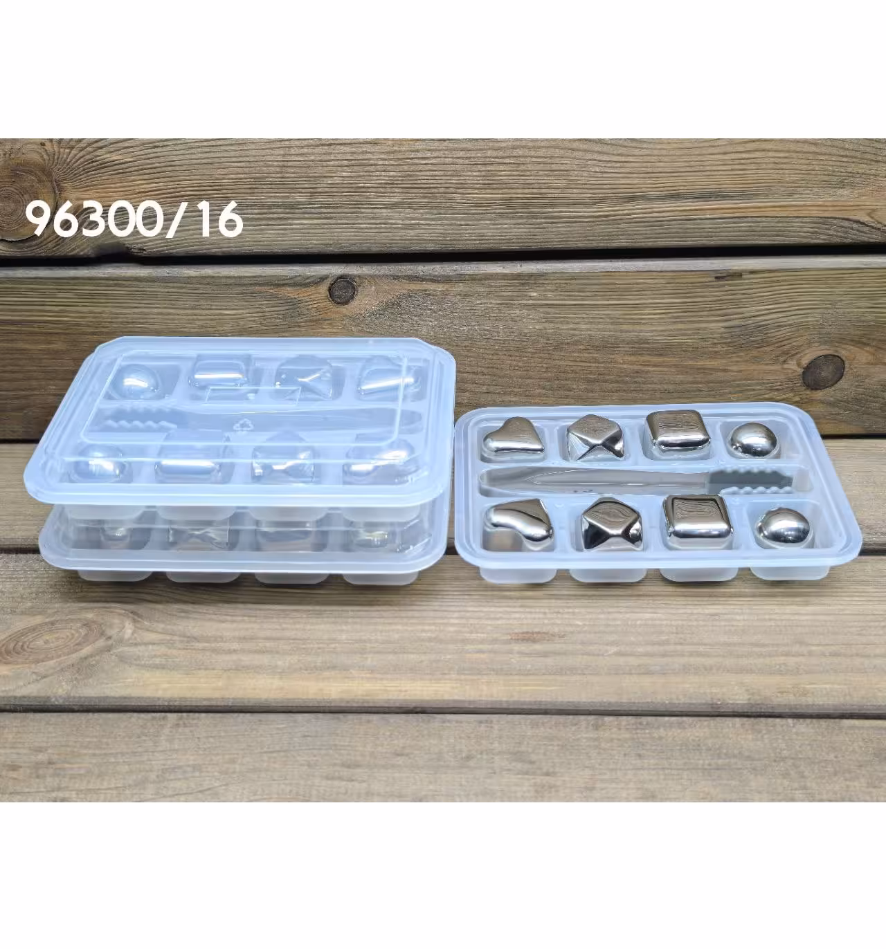 یخ استیل 8عددی با انبر سیلیکونی جور