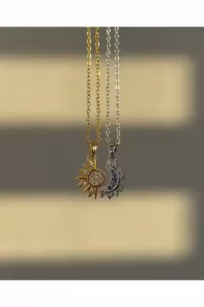 گردنبند استیل دوقلوی ماه و خورشید - 12075