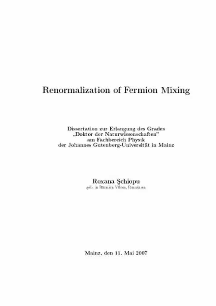 خرید و دانلود نسخه کامل کتاب Renormalization of Fermion Mixing