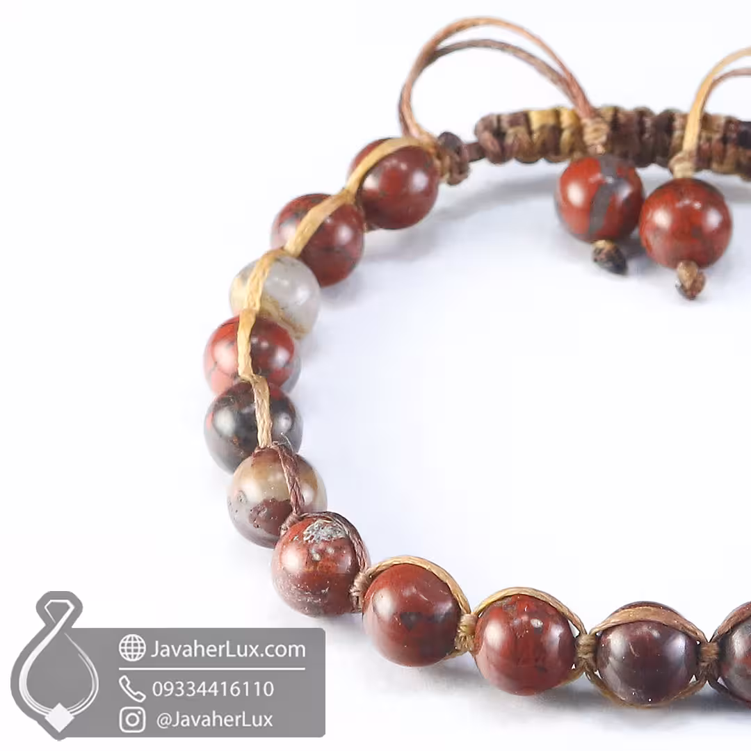 دستبند سنگ جاسپر قرمز اصل و معدنی مدل مارس _ کد 401014