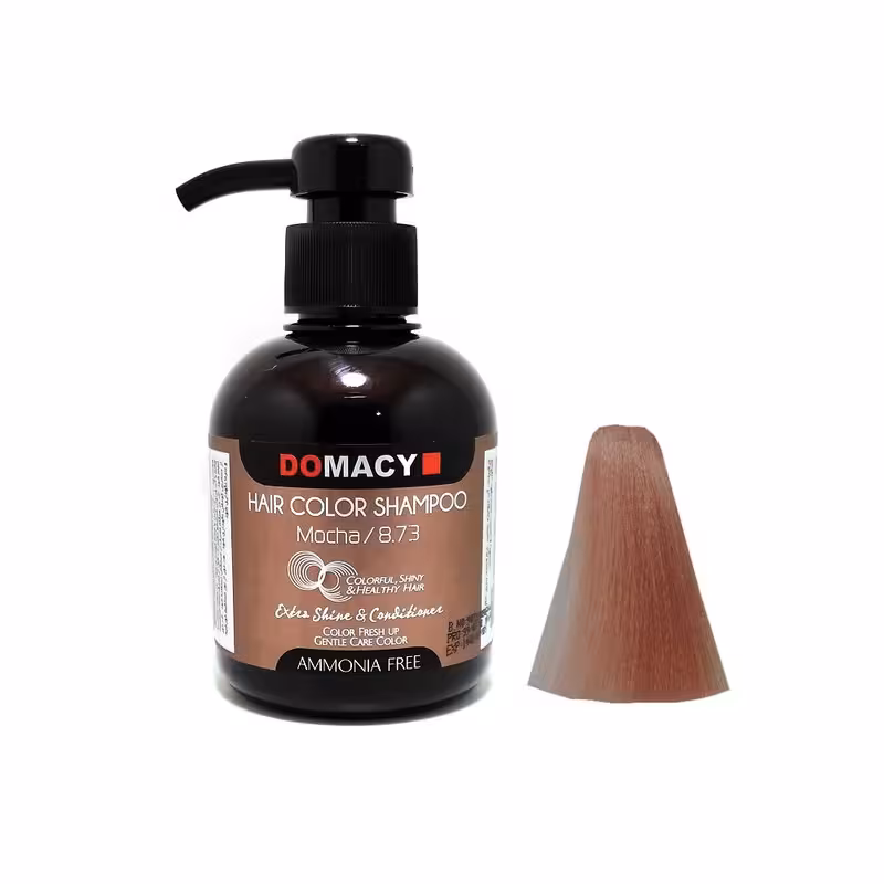 شامپو رنگساژ دوماسی مدل AMMONIA FREE شماره 8.73 حجم 300 میلی لیتر رنگ موکا قهوه ای