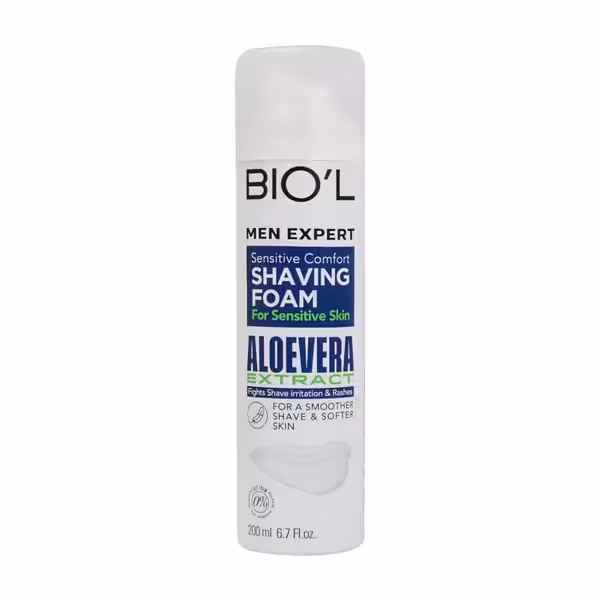 فوم اصلاح مردانه پوست حساس حاوی عصاره آلوئه ورا بیول 200 میلی لیتر Biol