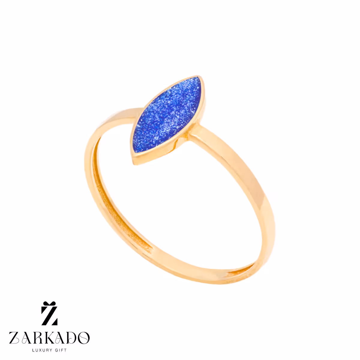 انگشتر طلا طرح مارکیز میناکاری آبی کد R5680 - زرکادو