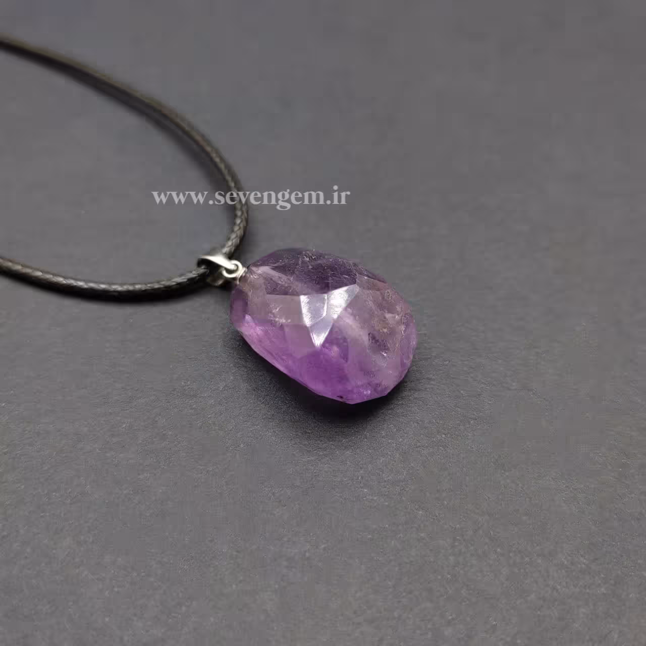 گردنبند آمیتیست برزیلی تراش جواهری (کد616)