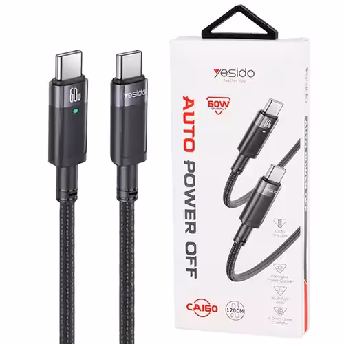 کابل تبدیل فست شارژ Yesido CA160 Type-C To Type-C PD 60W 1.2m - 69370644