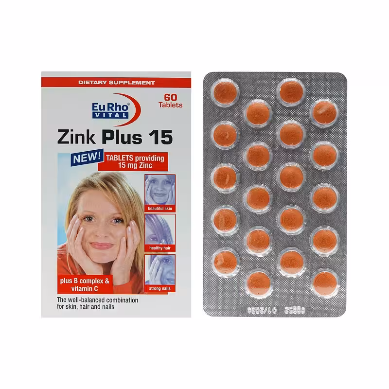قرص زینک پلاس 15 میلی‌گرم یوروویتال (60 عددی)