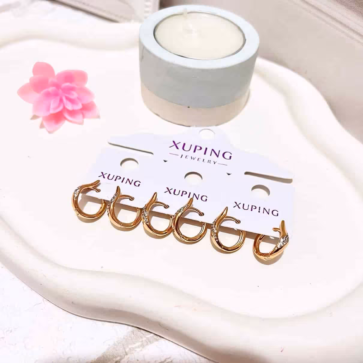 گوشواره حلقه نگین دار برند ژوپینگ ضدحساسیت