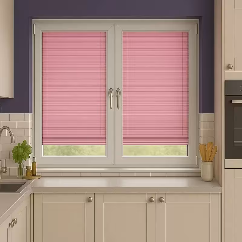 پرده پلیسه ساده صورتی 1810