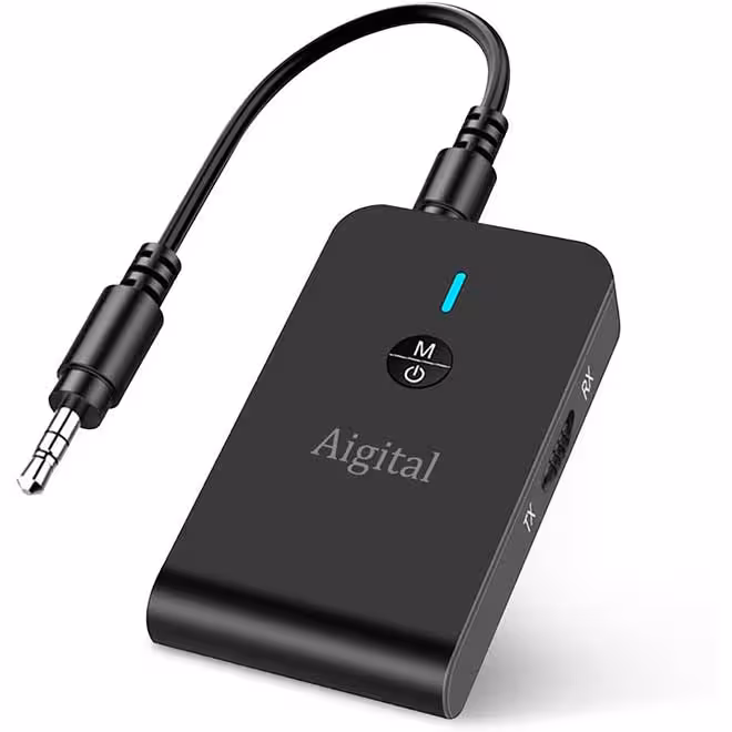 فرستنده گیرنده موسیقی 2 در 1 آداپتور صوتی بلوتوث فرستنده بی سیم برای استریو خانگی / اتومبیل / هواپیما / قایق / سالن بدنسازی