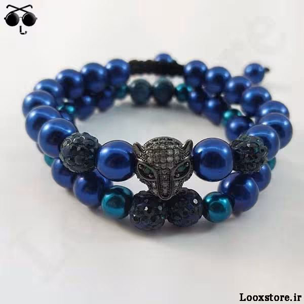 دستبند فوق العاده زیبای ترکیبی طرح جگوار مشکی