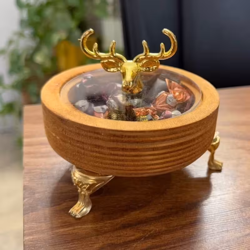 قندان پایه دار پلای وود گرد کوچک | amazonchi