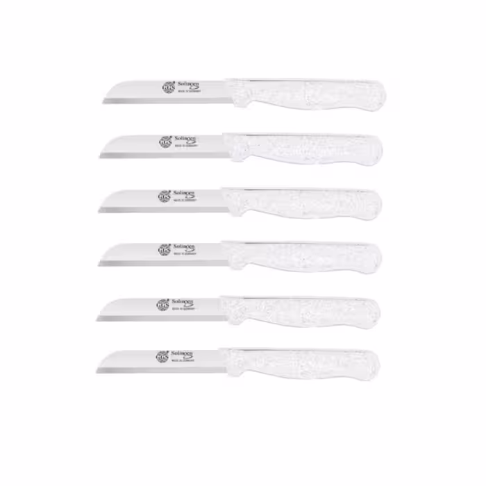 ست 6 عددی چاقو میوه سولینگن طرح سیمی سفید | تیغه فولاد ضدزنگ جرمانی | دسته مرمرنما | مناسب پذیرایی و آشپزخانه مدرن