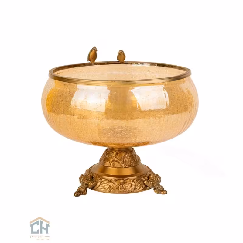 میوه خوری شیشه و برنج گلدکیش طرح Lovely Bird مدل GK806050