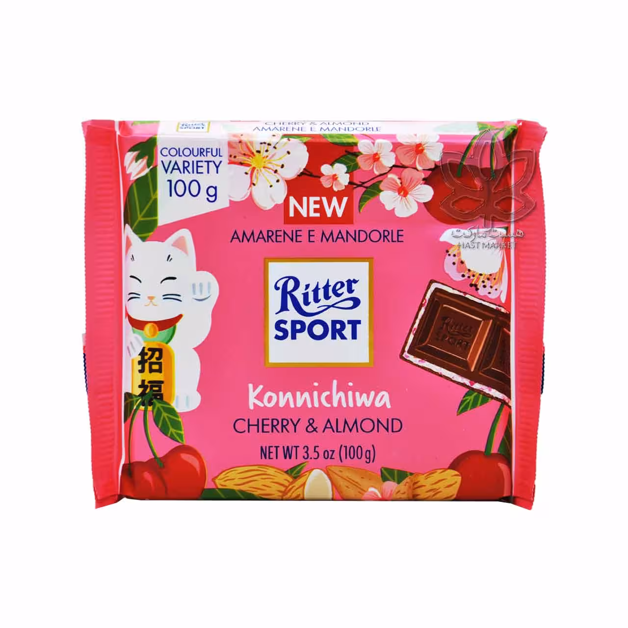 شکلات با کرم بادام تلخ و گیلاس 100 گرم ریتر اسپرت - ritter sport
