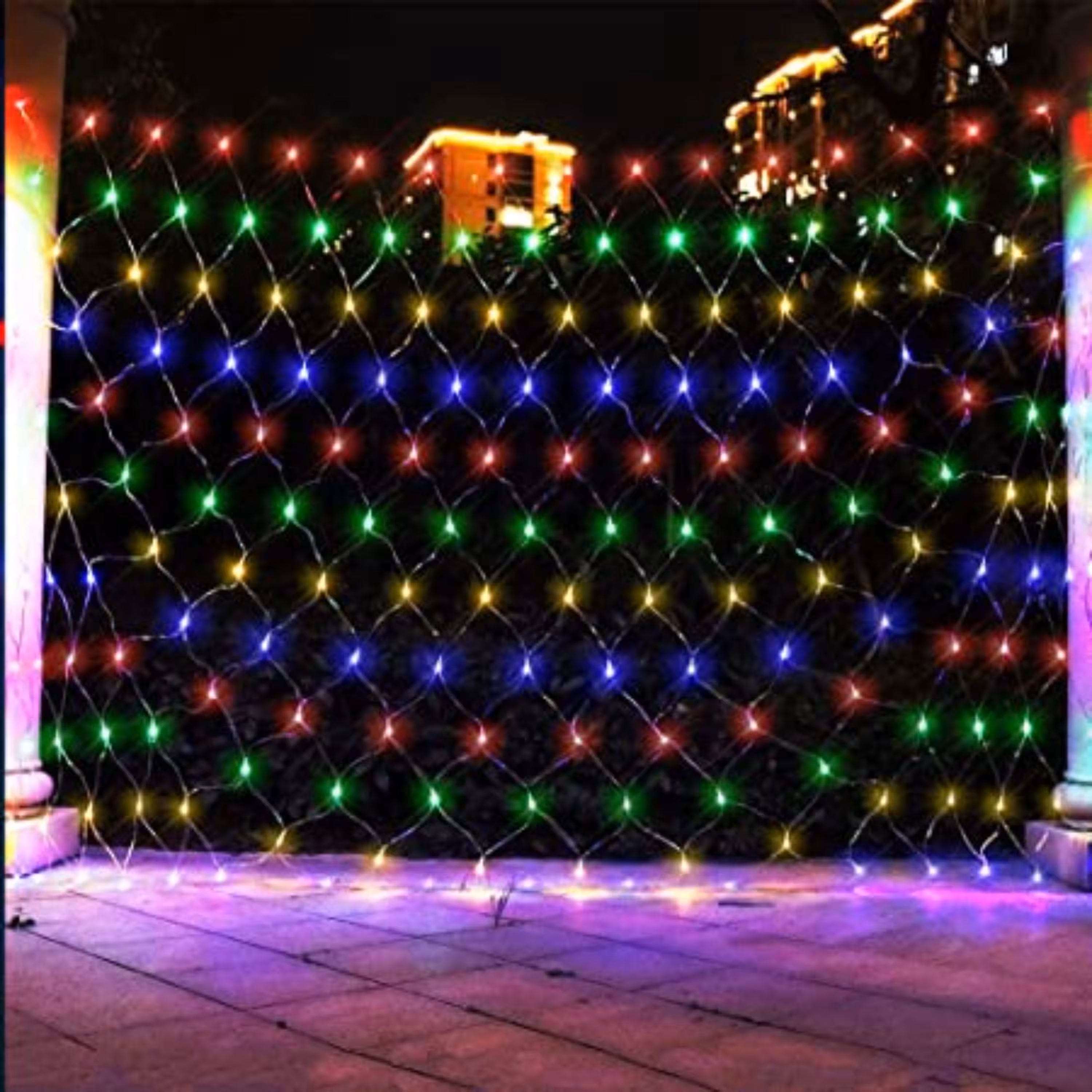 ریسه توری 1.5 در 1.5 متر مولتی کالر رقص نور دار