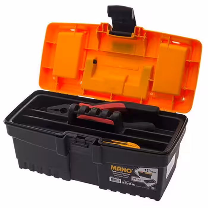 جعبه ابزار 13 اینچ قفل پلاستیکی به همراه اورگانایزر کد PT13 مانو