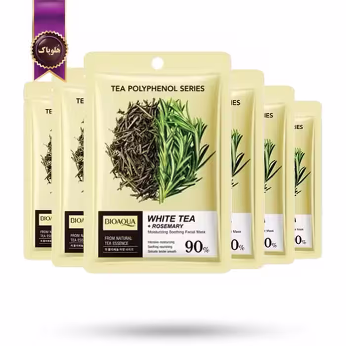 6 عدد ماسک صورت ورقه‌ ای بیوآکوا BIOAQUA مدل عصاره چای سفید و رزماری White Tea & Rosemary پک 1 عددی (اورجینال)