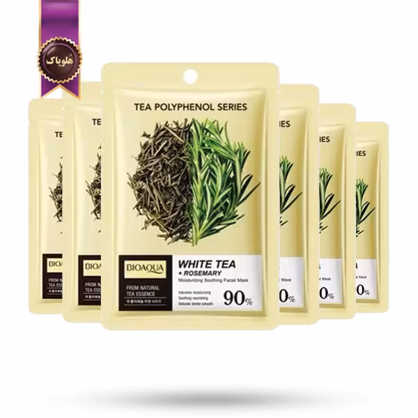 6 عدد ماسک صورت ورقه‌ ای بیوآکوا BIOAQUA مدل عصاره چای سفید و رزماری White Tea & Rosemary پک 1 عددی (اورجینال)