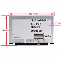 ال ای دی لپ تاپ 17.3 نازک مات 40 پین ریز FHD-EDP-IPS-300Hz بدون جاپیچ 389x238x3.5mm