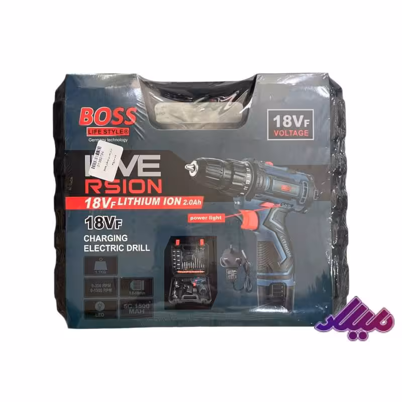 دریل شارژی دوباطری boss