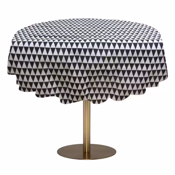 لینوود رومیزی 140 گرد طرح مثلثی سفید-مشکی