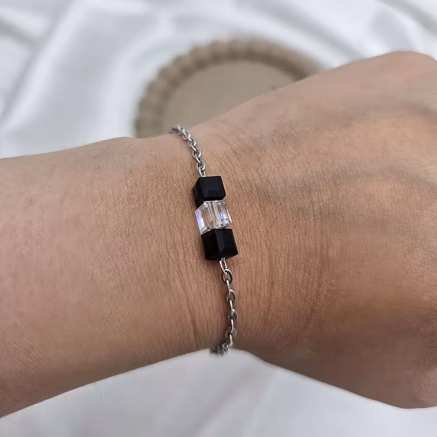 دستبند سه کریستال استیل