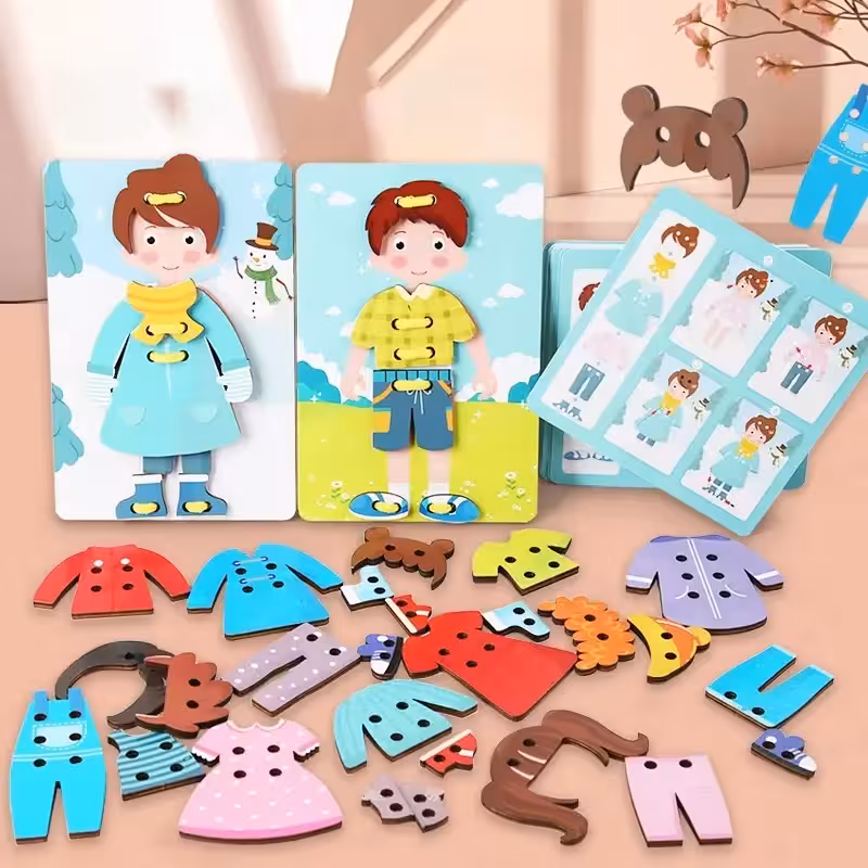 پازل دوخت چوبی آموزش لباس مدل 4499404