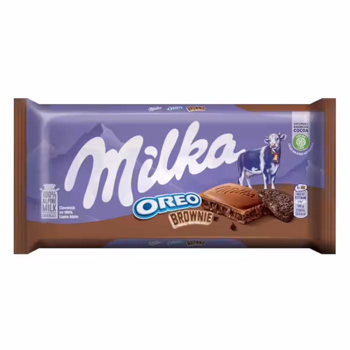شکلات میلکا با مغز بیسکوئیت اورئو براونی وزن 100 گرمی