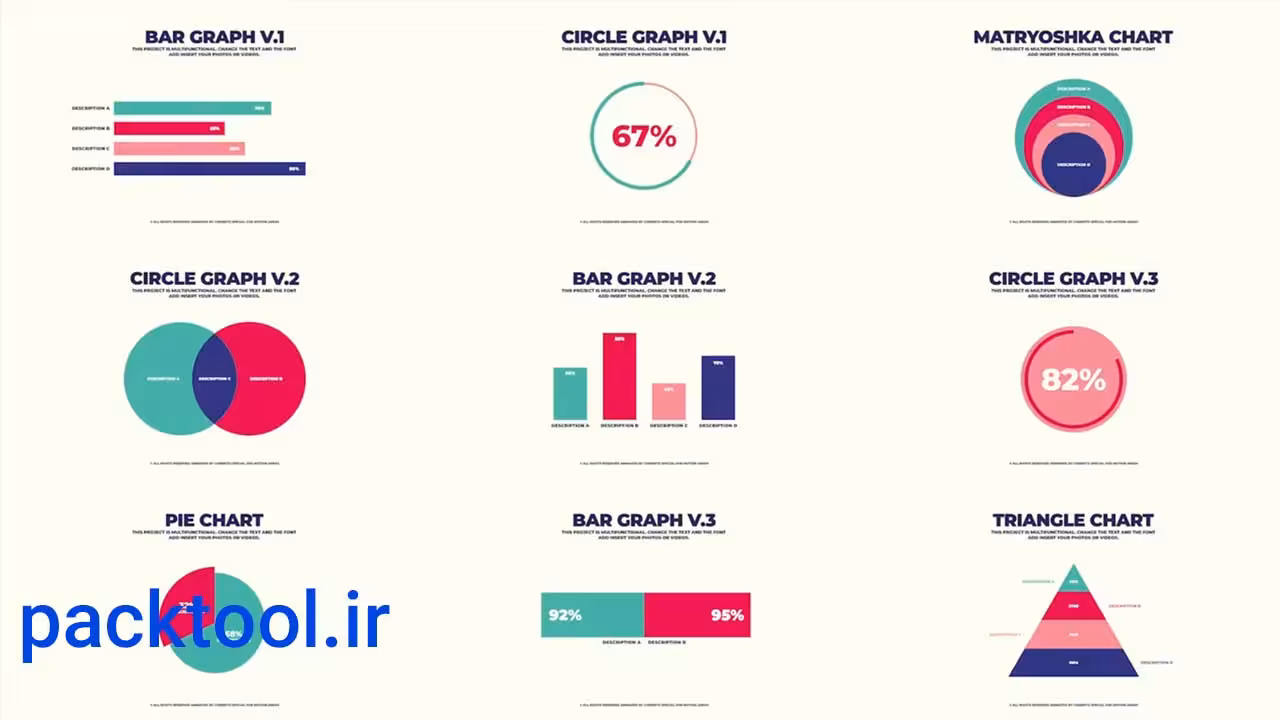 دانلود پروژه نمودار و چارت اینفوگرافیک در پریمیر Infographic V.1 - پک تول