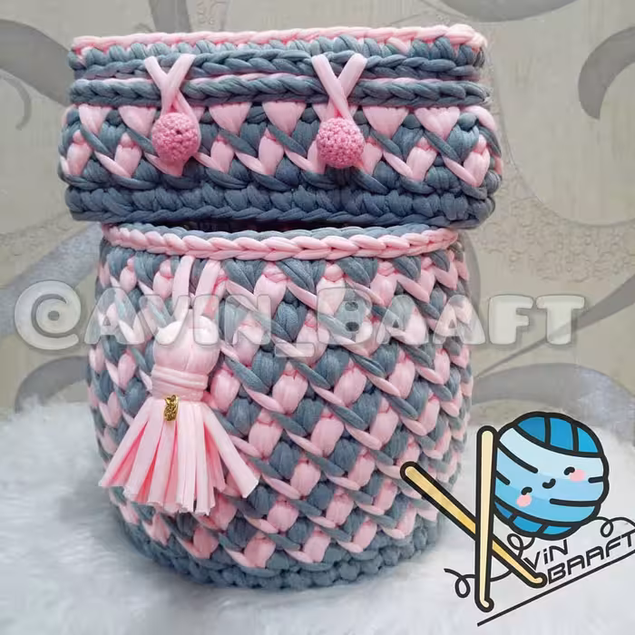 ست سطل زباله و جعبه دستمال کاغذی تریکو