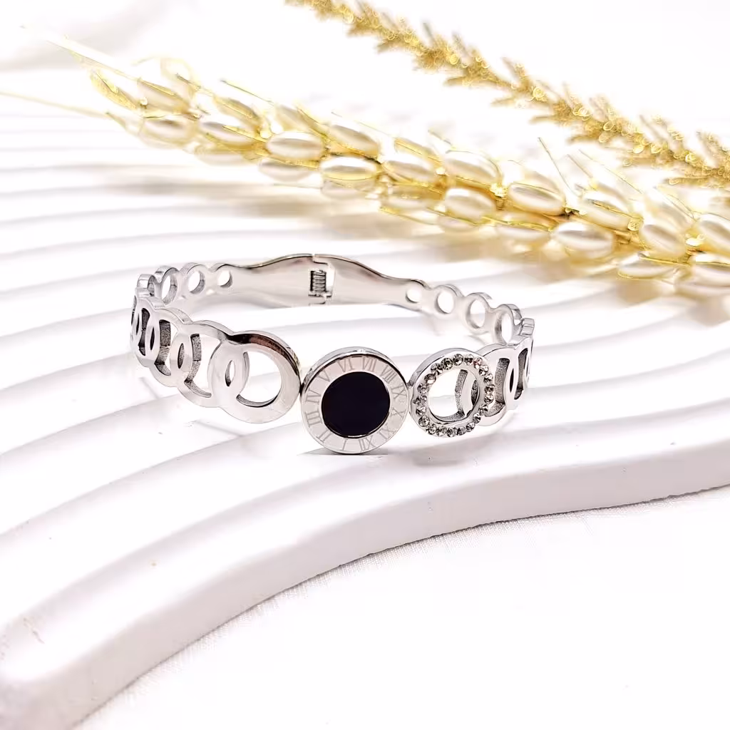 دستبند آویز حلقه ای بولگاری استیل