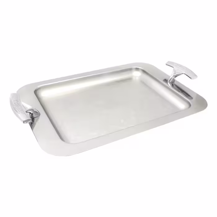 سینی مستطیل متوسط دسته نقره ای نگینی ریور کد 1226