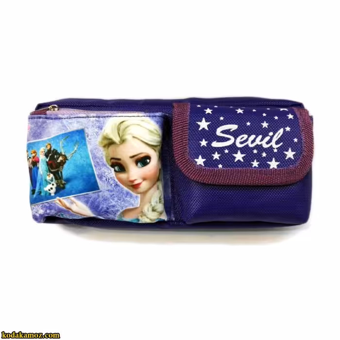 جامدادی 2 زیپ جیب دار چسبی طرح السا و آنا FROZEN