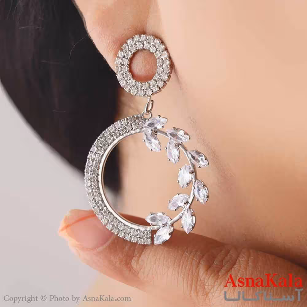 گوشواره آویزی دخترانه مینیمال مدل حلقه گل استیل 316 کد GSH15666W