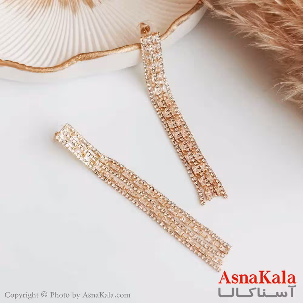 گوشواره جواهر جدید زنانه استیل مدل آویز دایموند کد GSH15361W