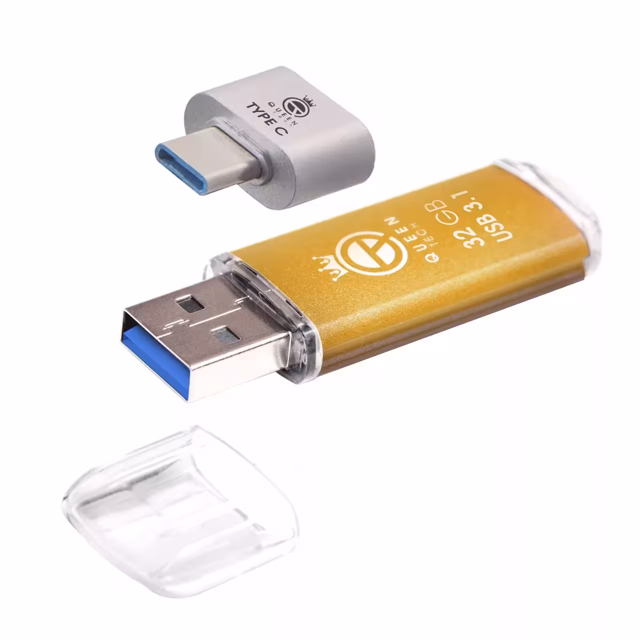 فلش مموری کوئین تک مدل QUICK USB3.1 CPLUSظرفیت 32 گیگابایت به همراه مبدل USB-C