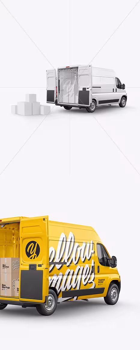دانلود موکاپ ون باربری Panel Van Mockup – نیمه پشتی