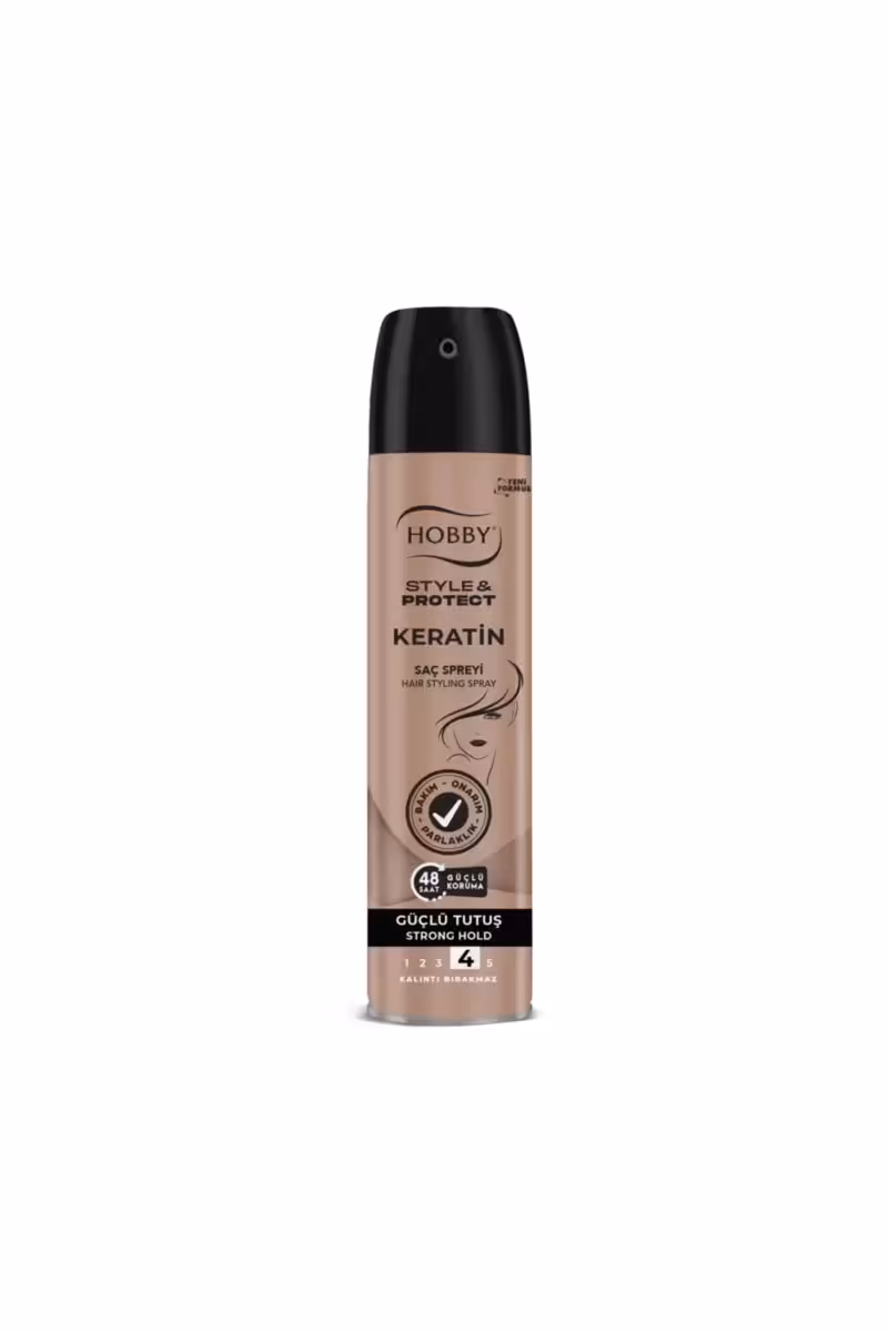 اسپری مو Hobby اورجینال خارجی هوبی YLD4419 Hair Spray Keratin Strong Hold 250ml-