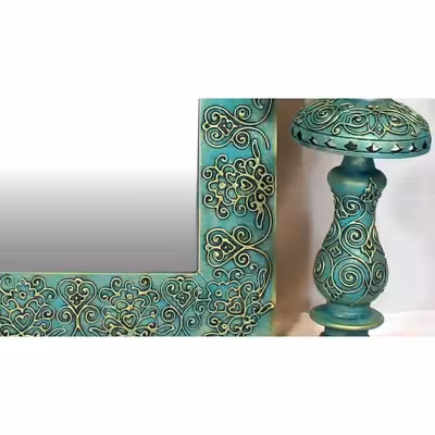 آینه و شمعدان طرح پیچک مجموعه 3 عددی