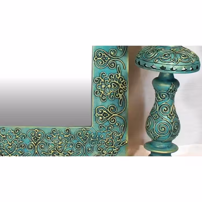 آینه و شمعدان طرح پیچک مجموعه 3 عددی