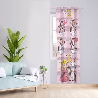 پرده مدل اسب تک شاخ  مخمل پانچی کد 4422 سایز 140x280 سانتی متر