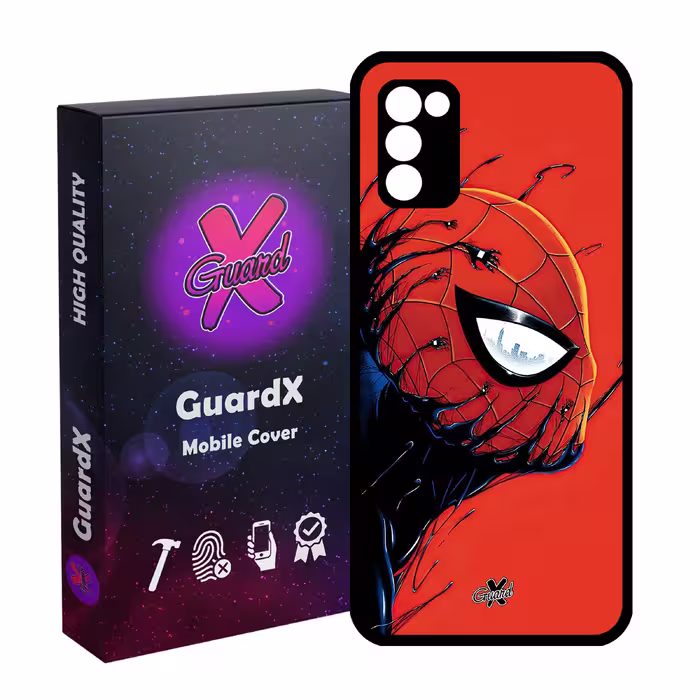 کاور گارد ایکس طرح مرد عنکبوتی مدل Glass10566 مناسب برای گوشی موبایل سامسونگ Galaxy A03S/A02S/M02S/F02S