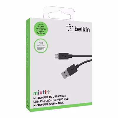 کابل تبدیل USB به MicroUSB بلکین مدل F2CU012bt3M-BLK طول 3 متر