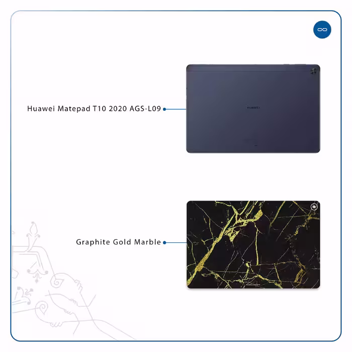 برچسب پوششی ماهوت مدل Graphite-Gold-Marble مناسب برای تبلت هوآوی Matepad T10 2020 AGS-L09
