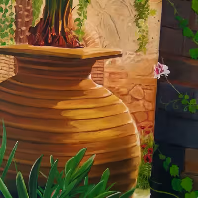 تابلو نقاشی رنگ روغن طرح باغ بابل