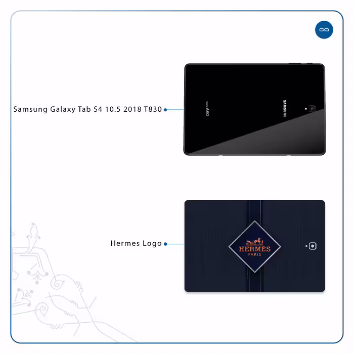 برچسب پوششی ماهوت مدل Hermes-Logo مناسب برای تبلت سامسونگ Galaxy Tab S4 10.5 2018 T830