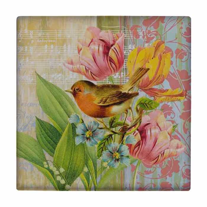 زیر لیوانی طرح گل و مرغ کد    3403157_891