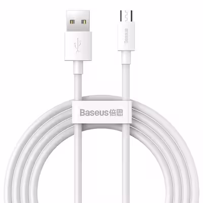 کابل USB به MICROUSB باسئوس مدل SIMPLE WISDOM 2.1A طول 1.5 متر بسته 2 عددی