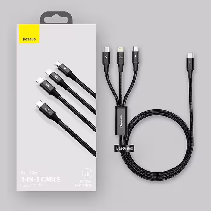 کابل USB-C به USB-C / لایتنینگ / microUSB باسئوس مدل CAMLT-SC01 طول 1.5 متر