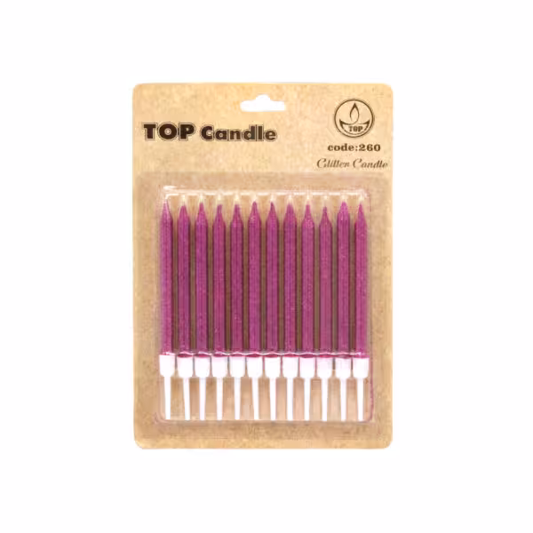 شمع کوتاه اکلیلی صورتی 12 عددی